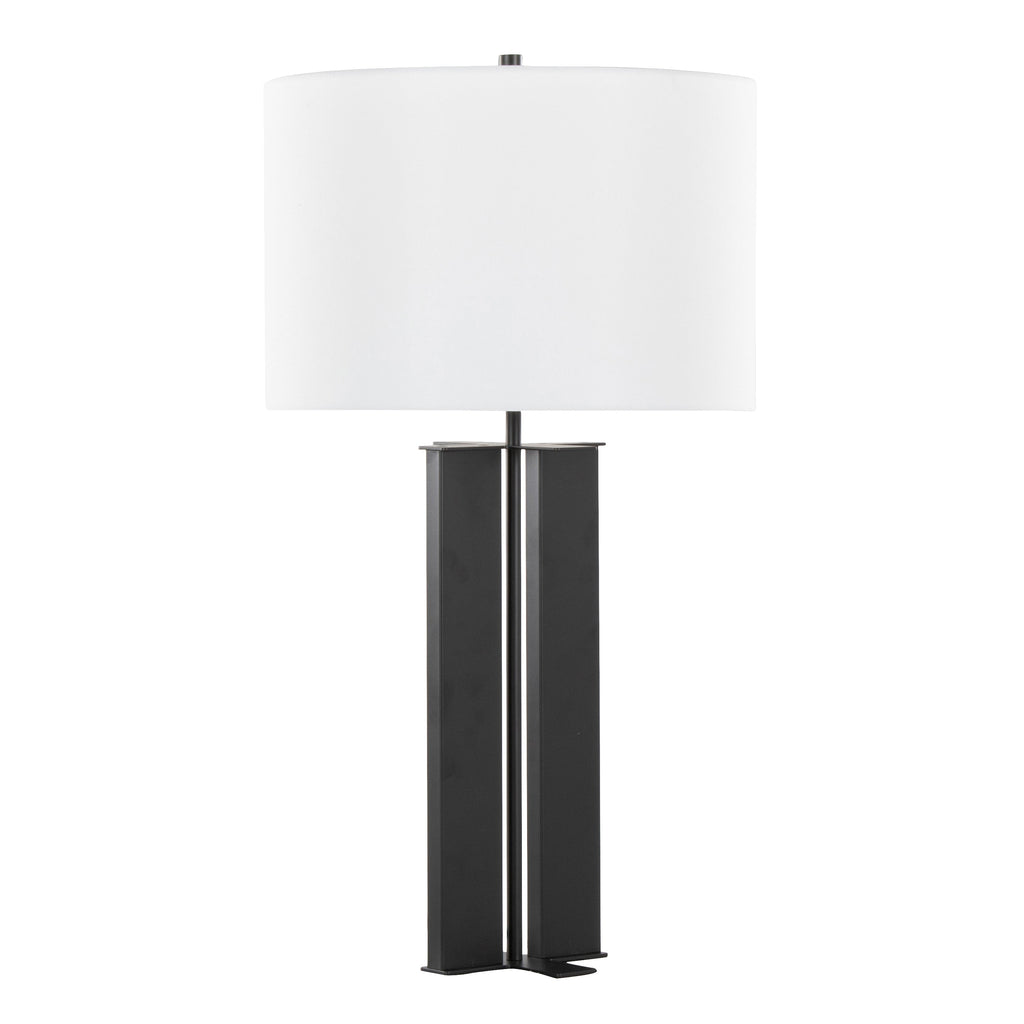 Cosmo 28' Contemporary Metal Table Lamp in Black Metal and White Linen by LumiSource