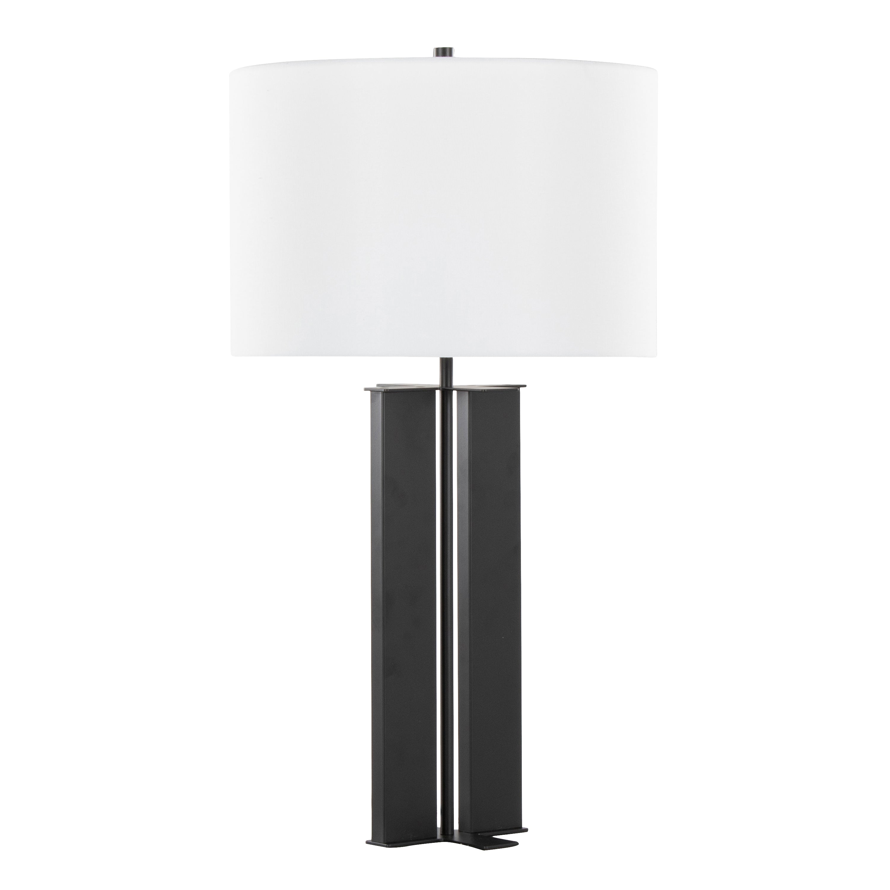 Cosmo 28' Contemporary Metal Table Lamp in Black Metal and White Linen by LumiSource