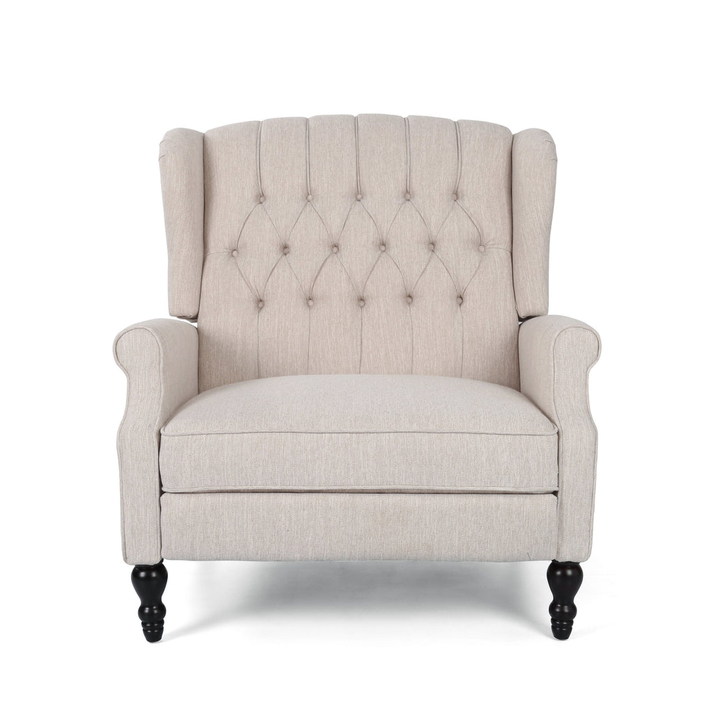 Push Back Recliner Chair Fabric Lounge Armchair Pushback Recliner with Rivet Decoration Wingback Single Sofa Chair with Padded Seat for Living Room, Bedroom 33.25D x 37.75W x 42.5H in