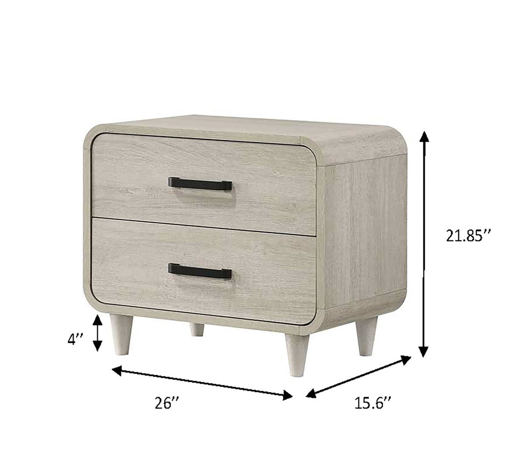 1pc Contemporary Style Two Drawers Nightstand Solid Wood  Unique White Finish Bedroom Furniture