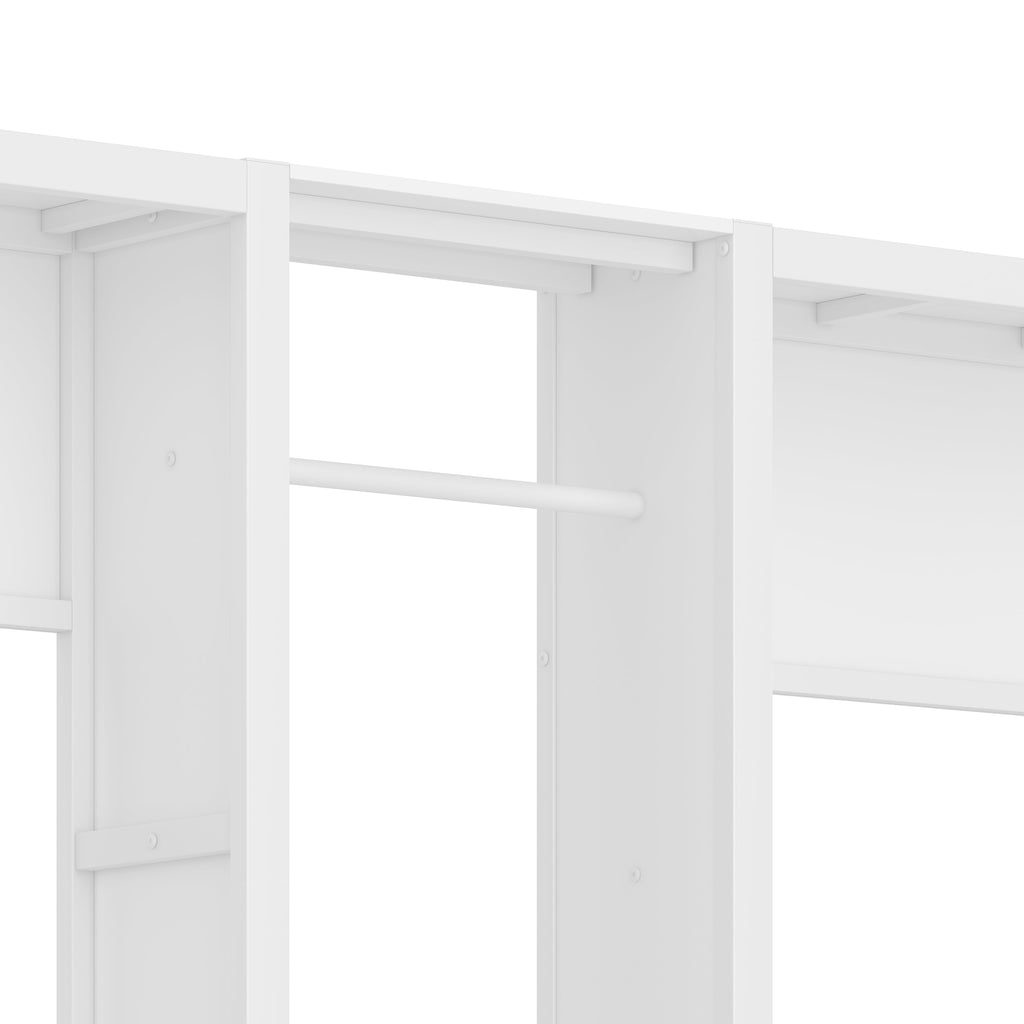 Twin and Twin Murphy Bed, Metal Foldable Murphy Bed with Wardrobe, Shelves and Power Outlets, 2 in 1 Design, Space-saving, White