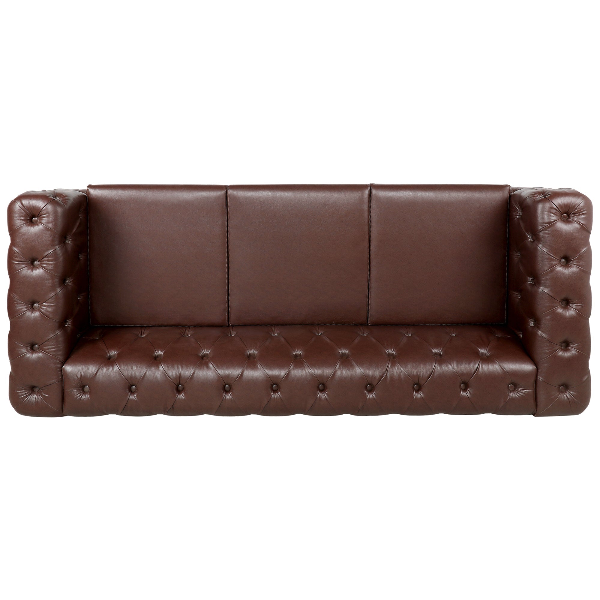 Traditional Square Arm 3-Seater Sofa with Removable Cushion, Dark Brown PU, 84.06 Inch