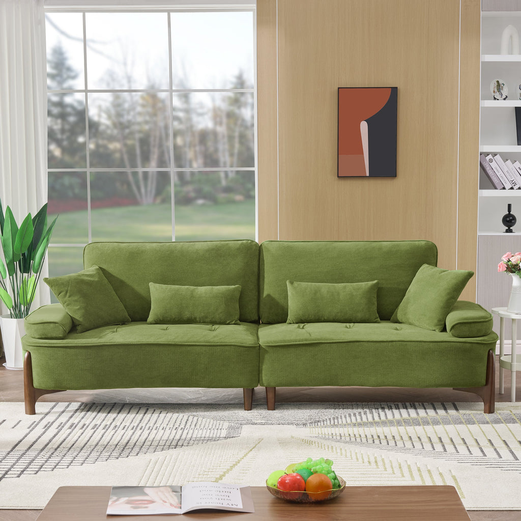 Cloud Velvet Deep Seated Sofa with Pillows, Green, Foam, 103 Inch