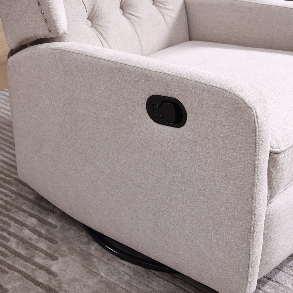 COOLMORE Rocking Recliner Chair,360 Degree Swivel Nursery Rocking Chair,Glider Chair,Modern Small Rocking Swivel Recliner Chair for Bedroom,Living Room Chair Home Theater Seat (Beige)