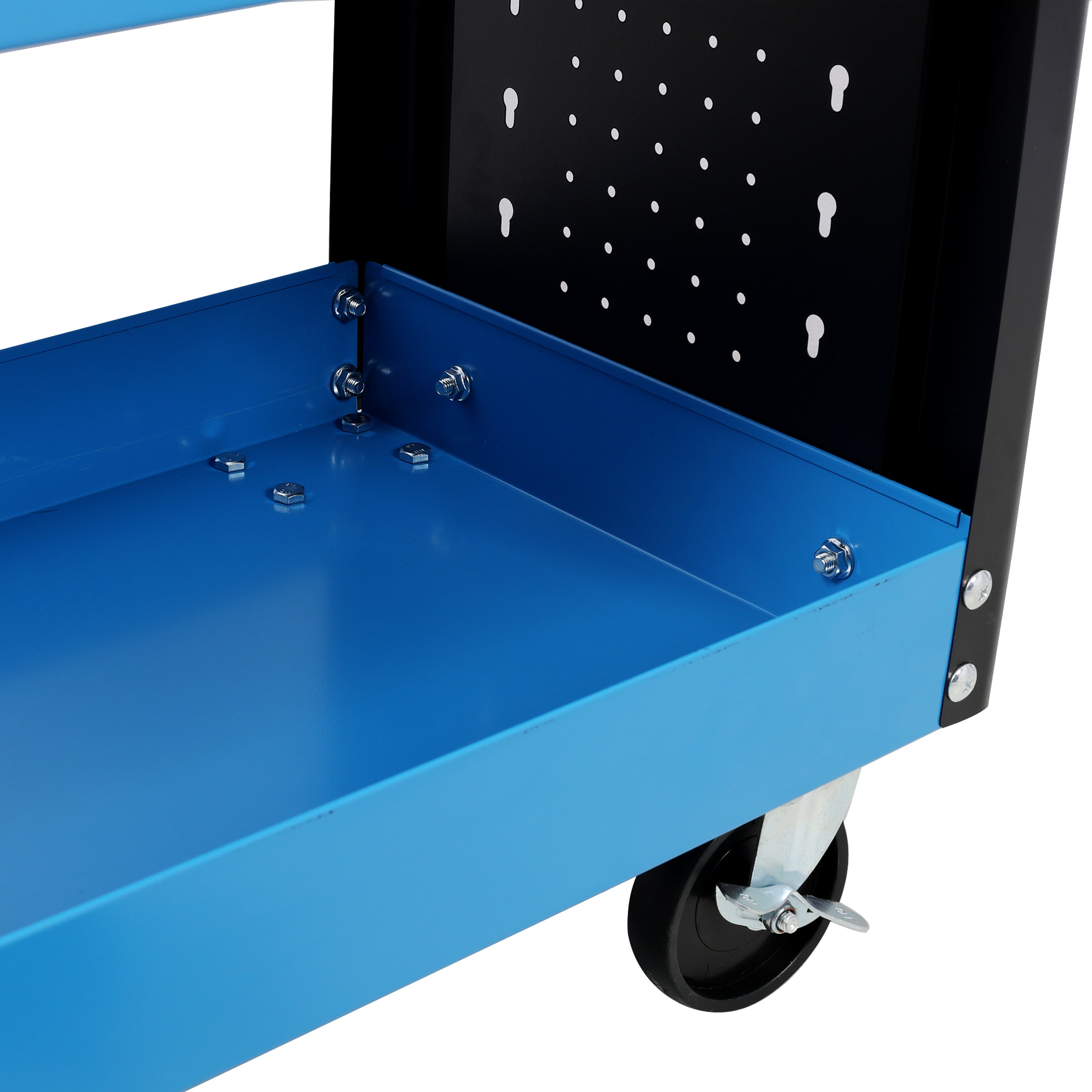 3 Tier Rolling Tool Cart on Wheels,Heavy Duty Utility Tool Cart with Pegboard for Repair Shop, Garage, Warehouse,Blue