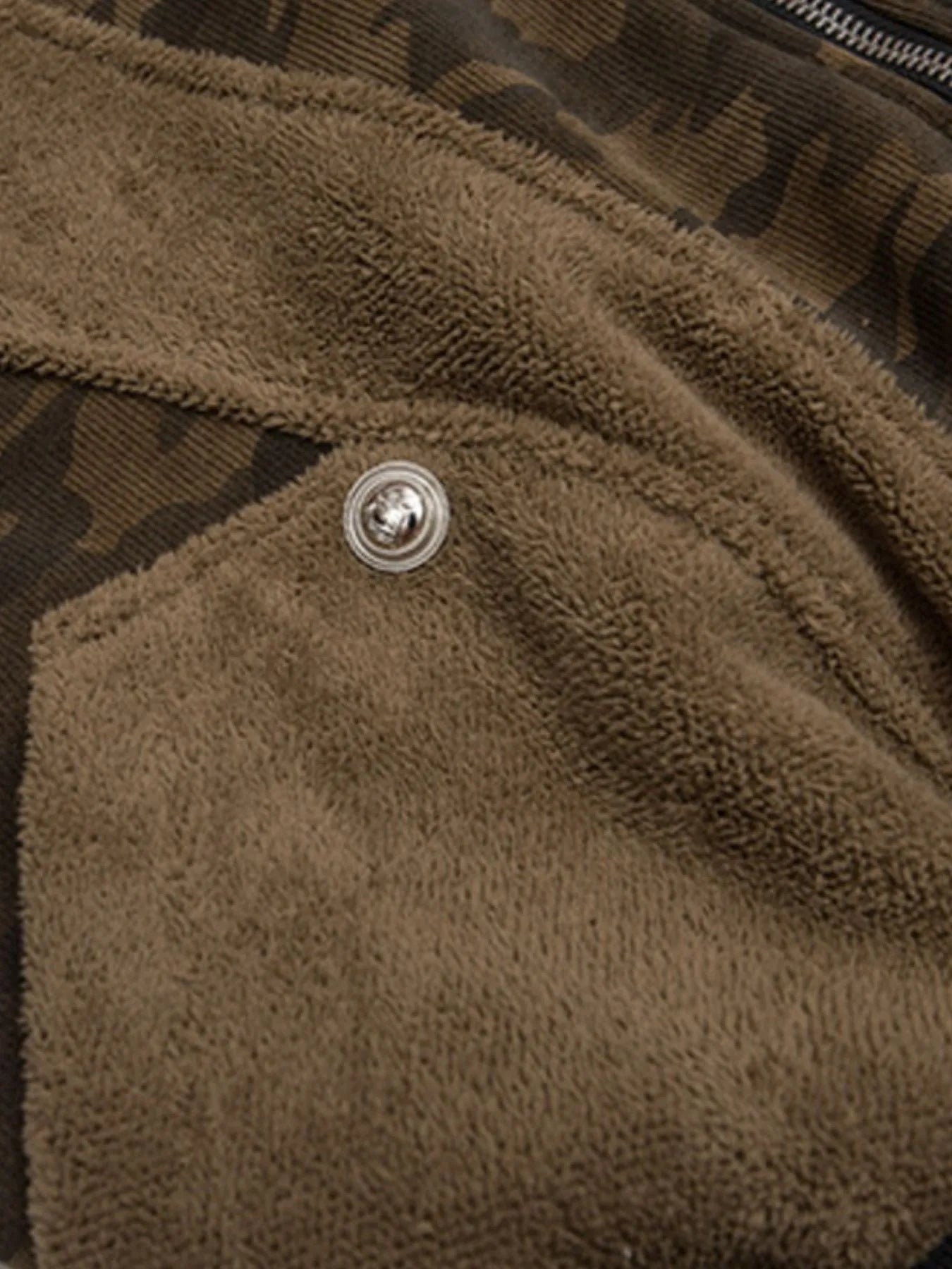 Camouflage Faux Fur Hood Jacket