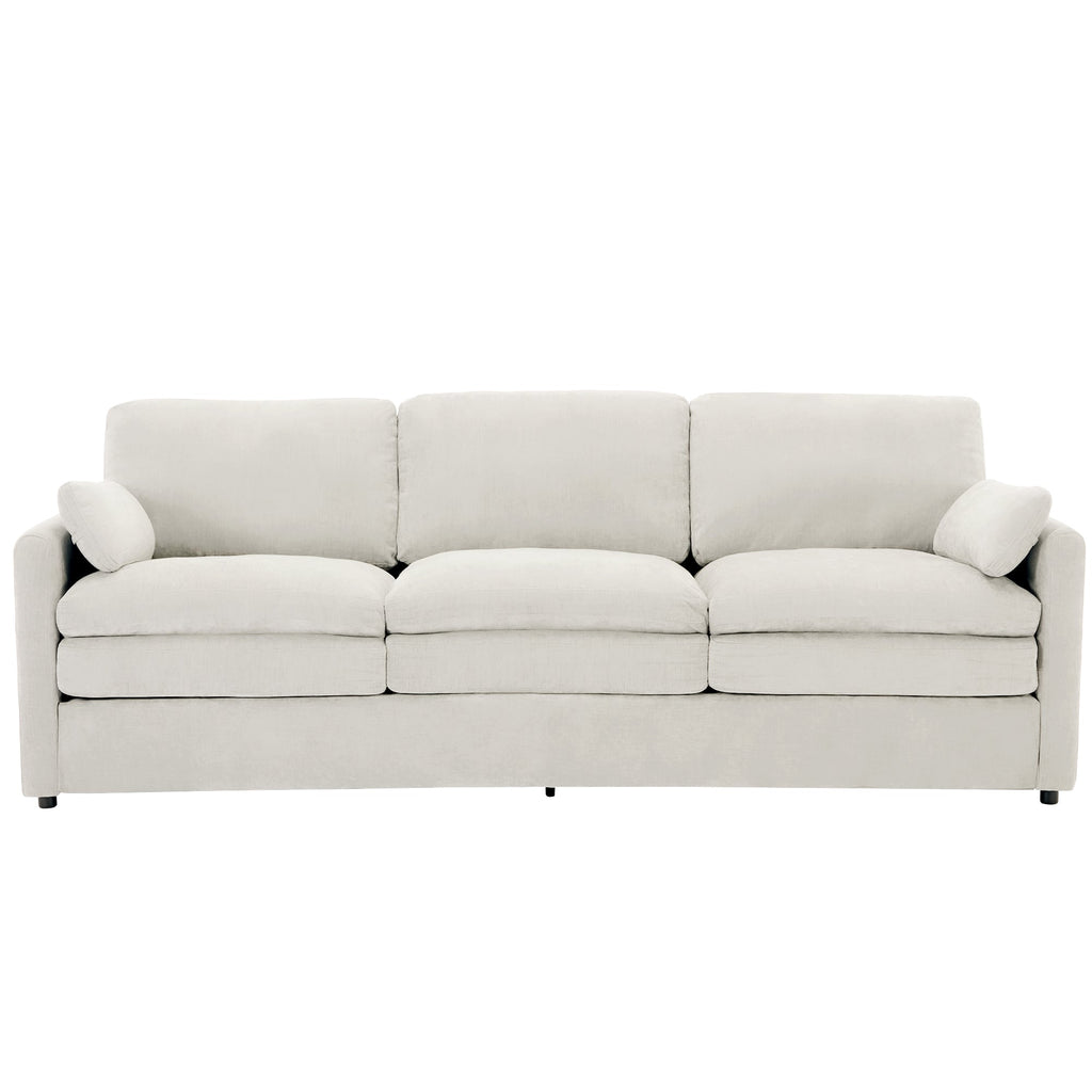 89'  Cozy Upholstered 3-seater Sofa Oversized Comfy Cloud Sofa Double Cushion 3-seater Sofa Plush Cushion Sofa Couch for Living Room, Beige