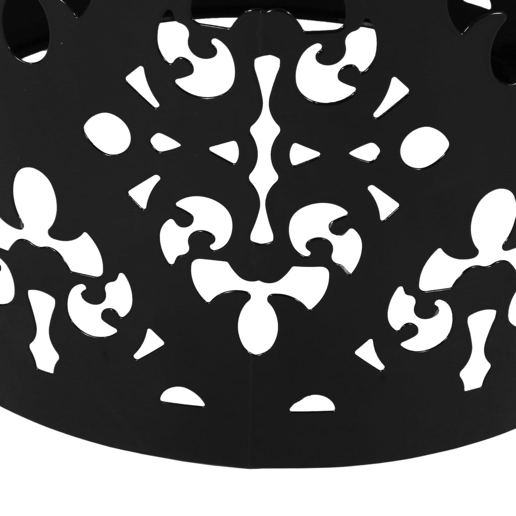 Modern Metal End Table Set of 2 with Iron Cut Design in Black