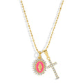 Pink Virgin Maria Multi-Charm Necklace