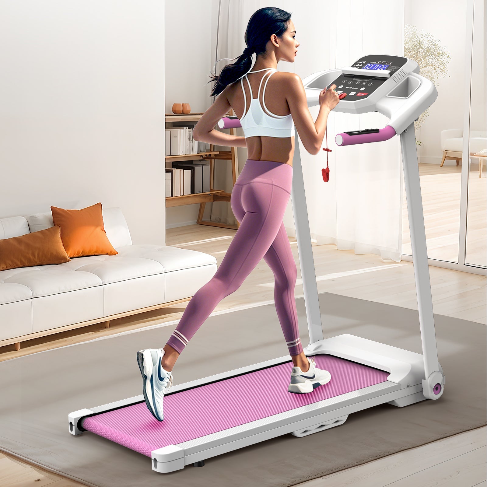 Foldable Treadmill 2.5HP Electric Folding Treadmill Running Walking Machine for Home Gym, Max 265 LBS Weight Capacity