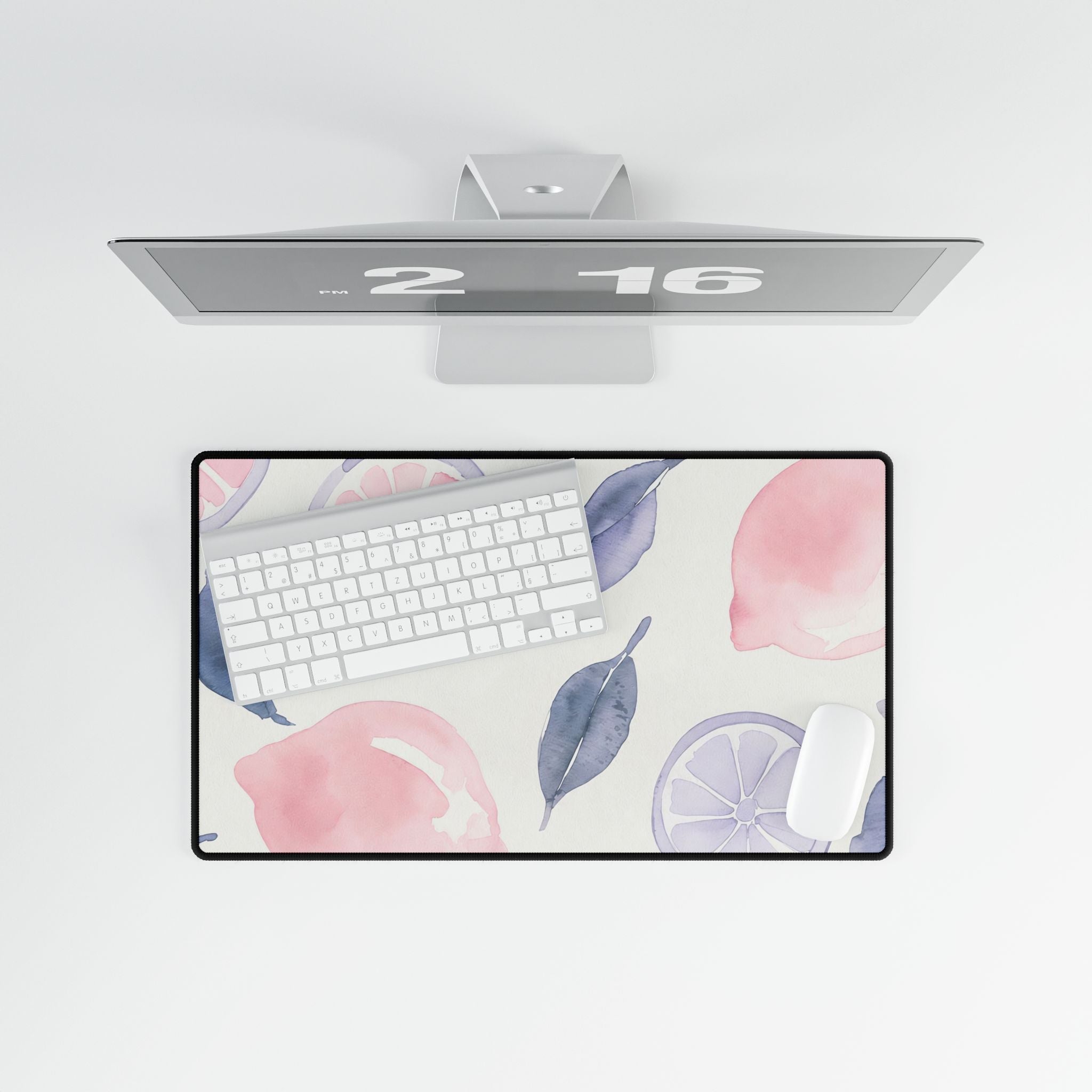 Pink Citrus Desk Mat | Pastel Lemon Coquette Mouse Pad for Cute Workspaces