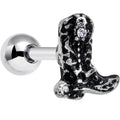 16G 1/4 Clear Gem Cowboy Boot Cartilage Tragus Earring