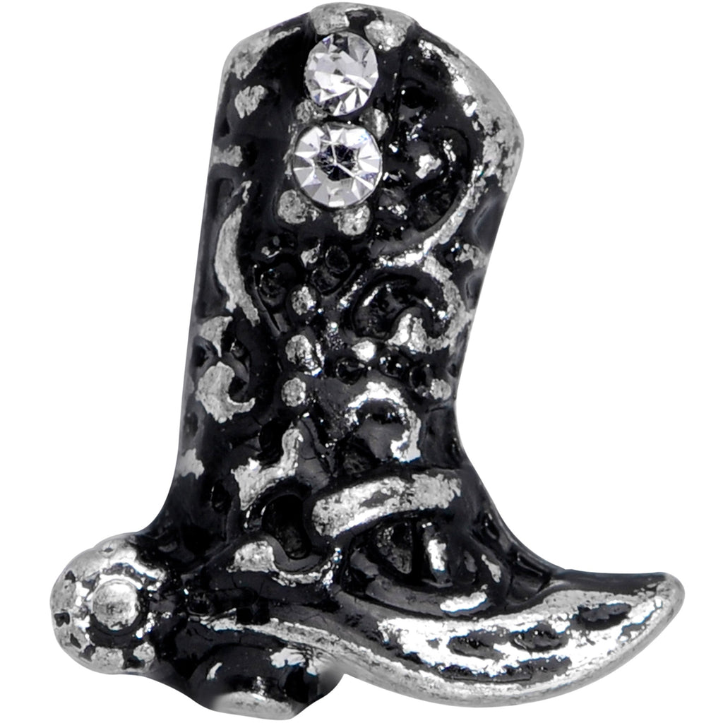 16G 1/4 Clear Gem Cowboy Boot Cartilage Tragus Earring