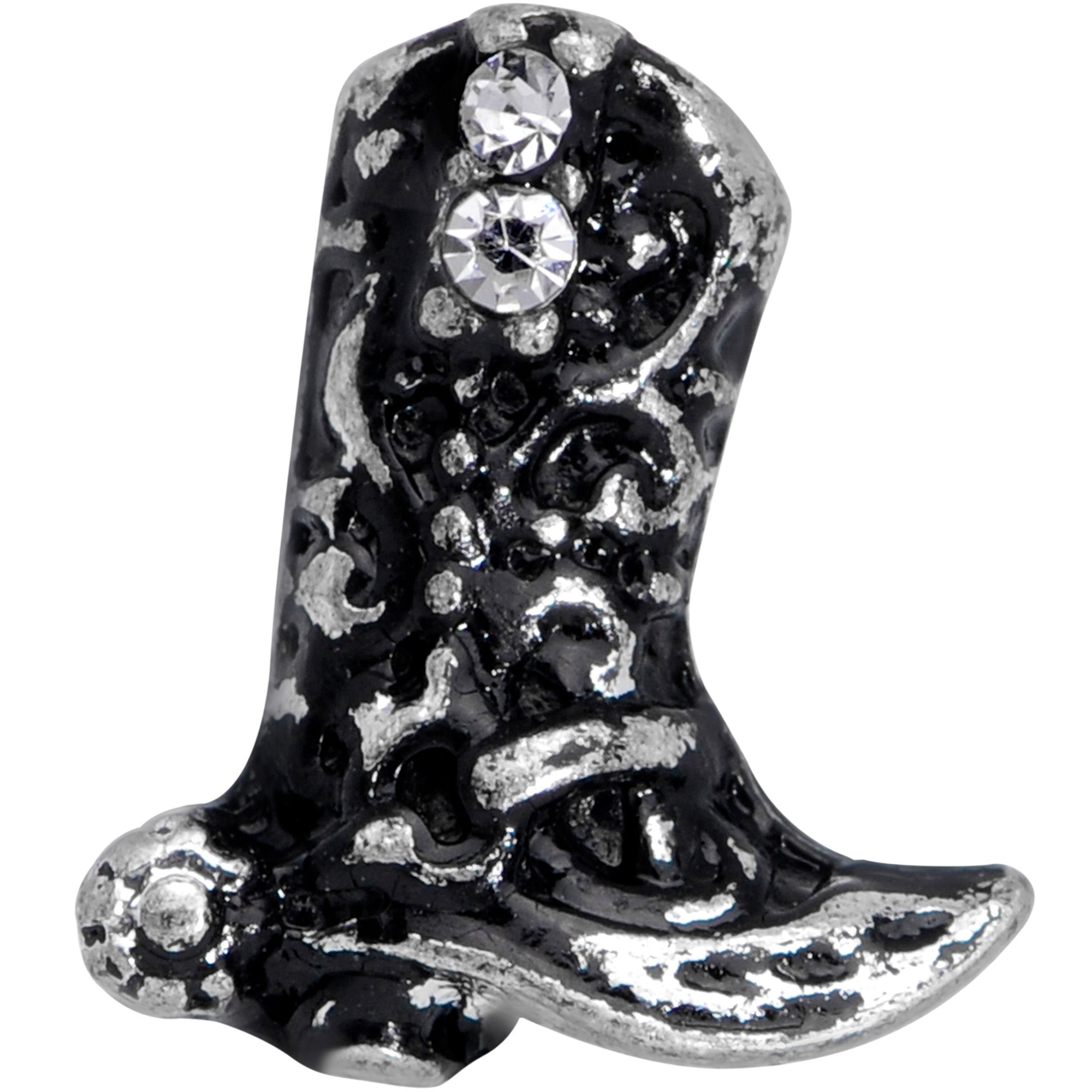 16G 1/4 Clear Gem Cowboy Boot Cartilage Tragus Earring