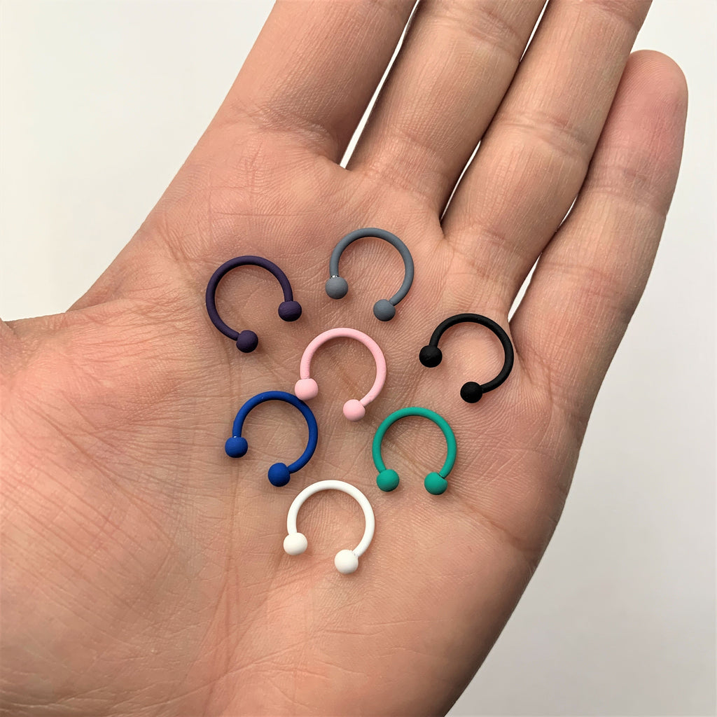 16G 3/8 Beauteous Black Matte Horseshoe Circular Barbell