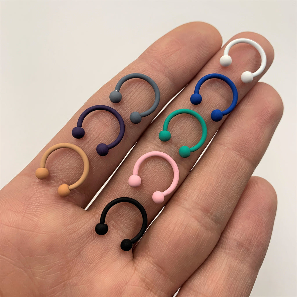 16G 3/8 Totally Teal Matte Horseshoe Circular Barbell