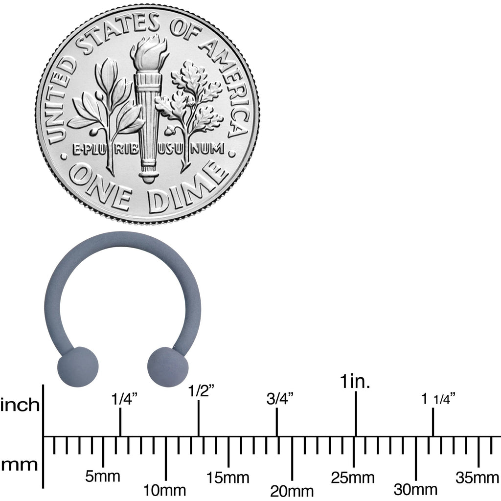 16G 3/8 Gracefully Grey Matte Horseshoe Circular Barbell