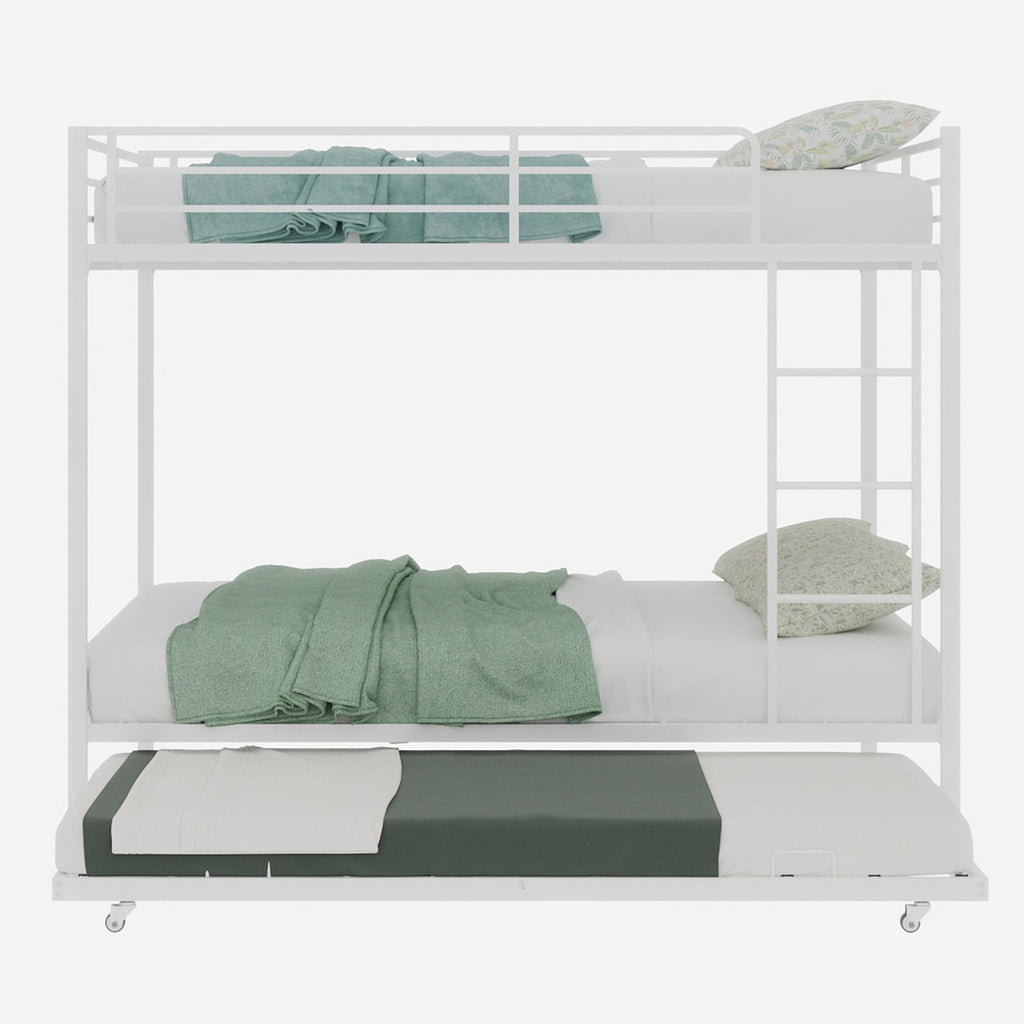 Durable Square Tube Iron Bunk Bed Featuring Safety Rails, Modern Minimalist Look, Ideal for Kids Room, Guest Room or Shared Space, Easy Assembly & Long - Lasting Performance-Full size: 137cm × 190cm