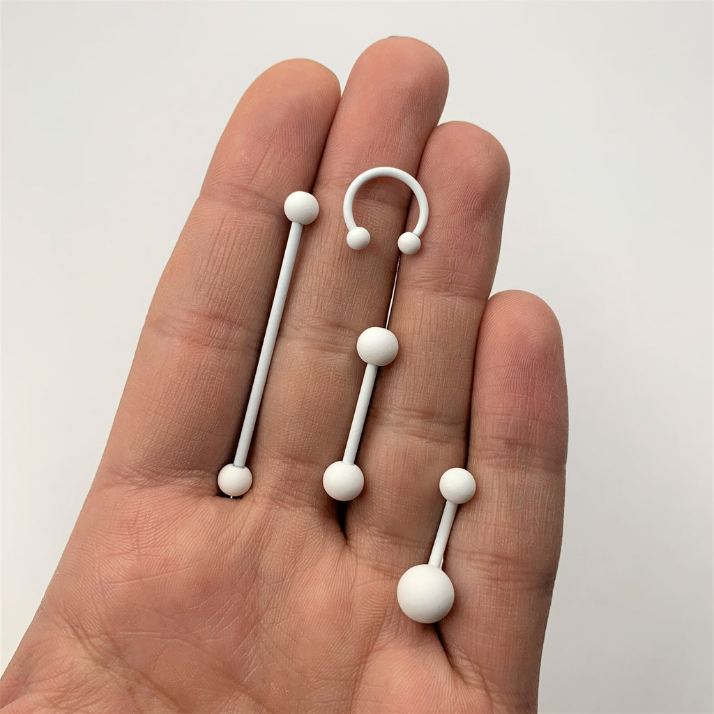 White Matte Barbell Tongue Ring