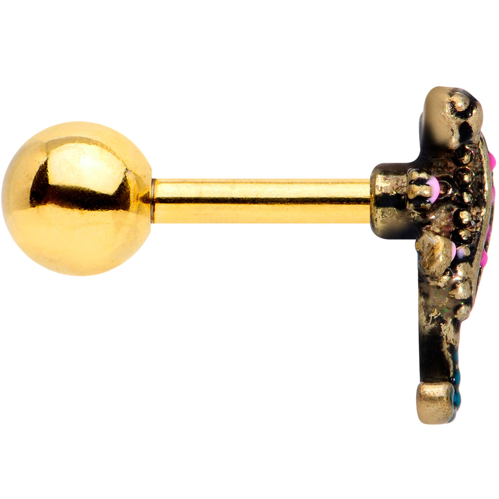 16G 1/4 Gold Tone Luxe Lizard Cartilage Tragus Earring