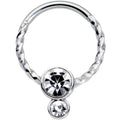 16G 3/8 Clear Gem Double Drop Duo Twisted Cartilage Clicker