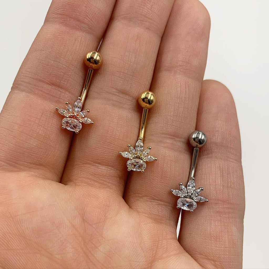 Clear Gem Spray Belly Ring