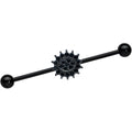 14G Black Gem Black Oval Gothic Sunburst Industrial Barbell 38mm