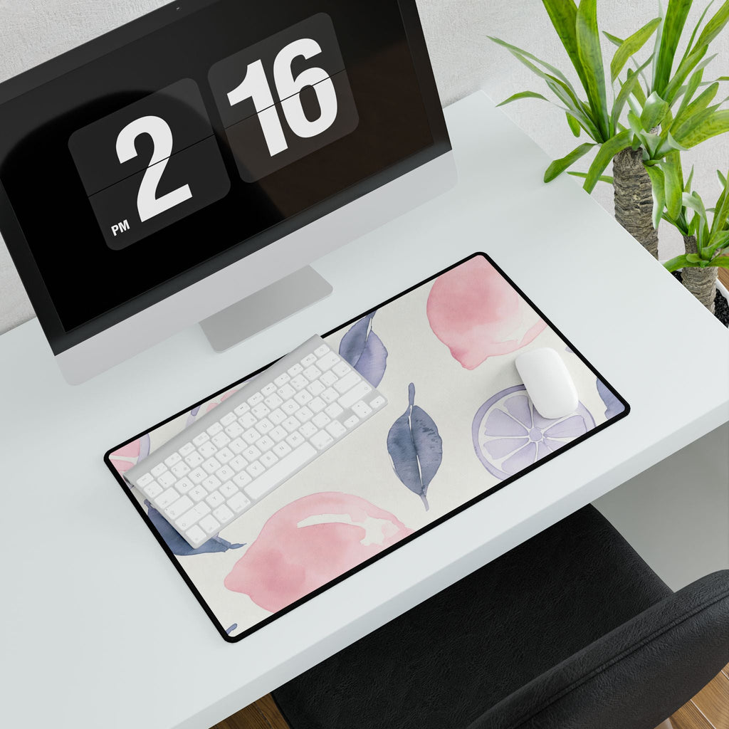 Pink Citrus Desk Mat | Pastel Lemon Coquette Mouse Pad for Cute Workspaces