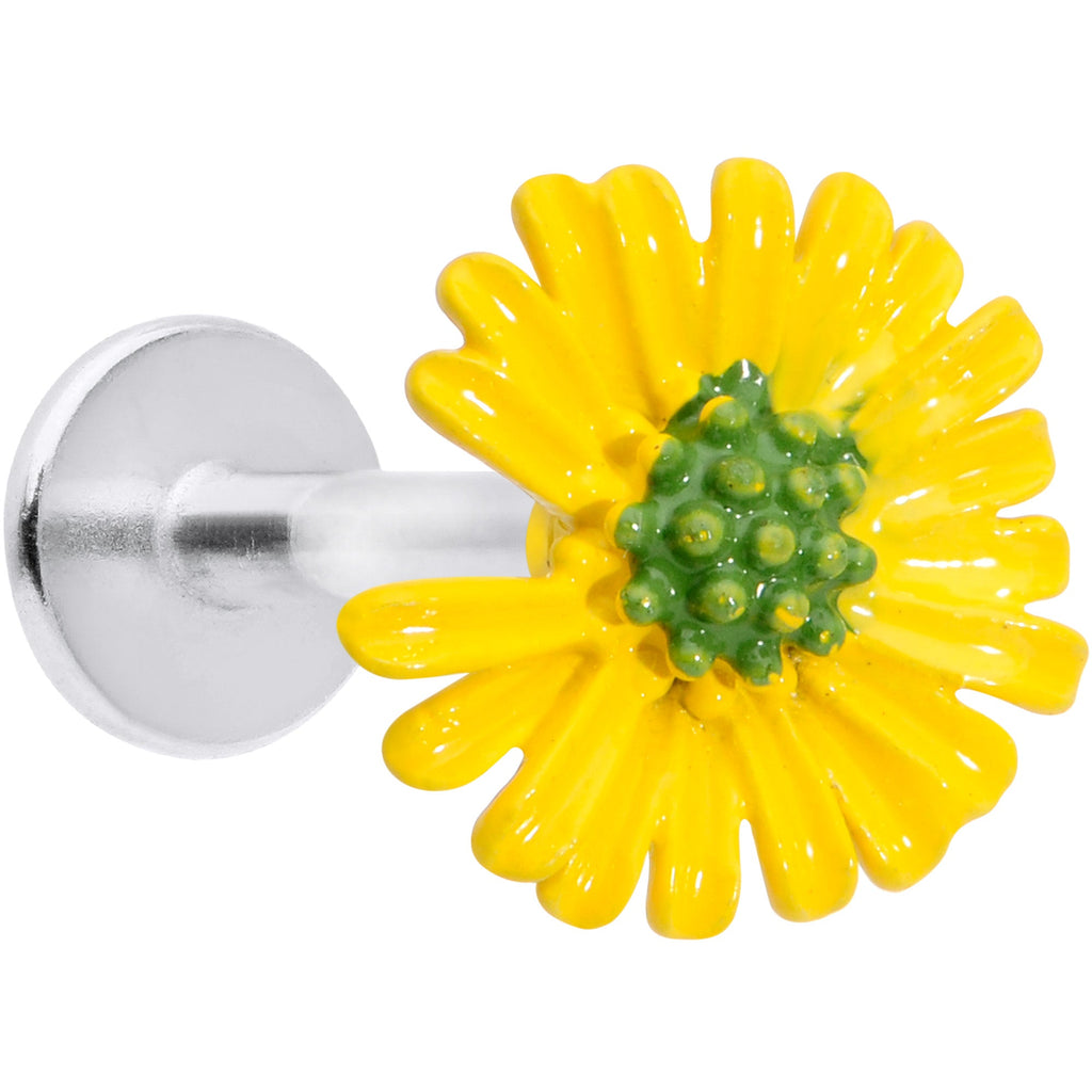 16G 5/16 Yellow Daisy Flower Labret Monroe Tragus