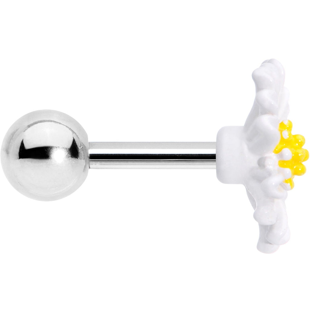 16G 1/4 White Daisy Flower Cartilage Tragus Earring