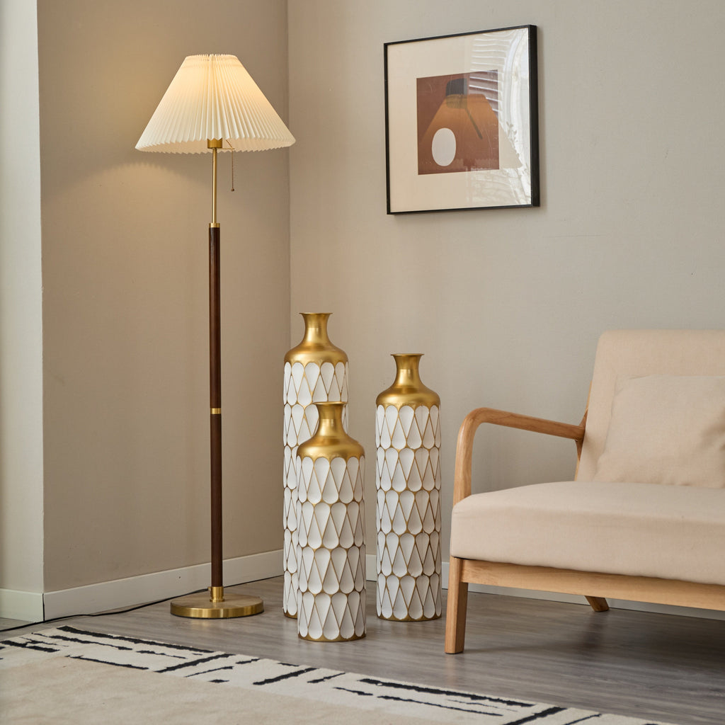 Floor Metal Vase Modern Style Decoration Home Droplet Shaped White Metal Vase 3-piece Set Gorgeous Home Decoration Large Glazed Metal Vase