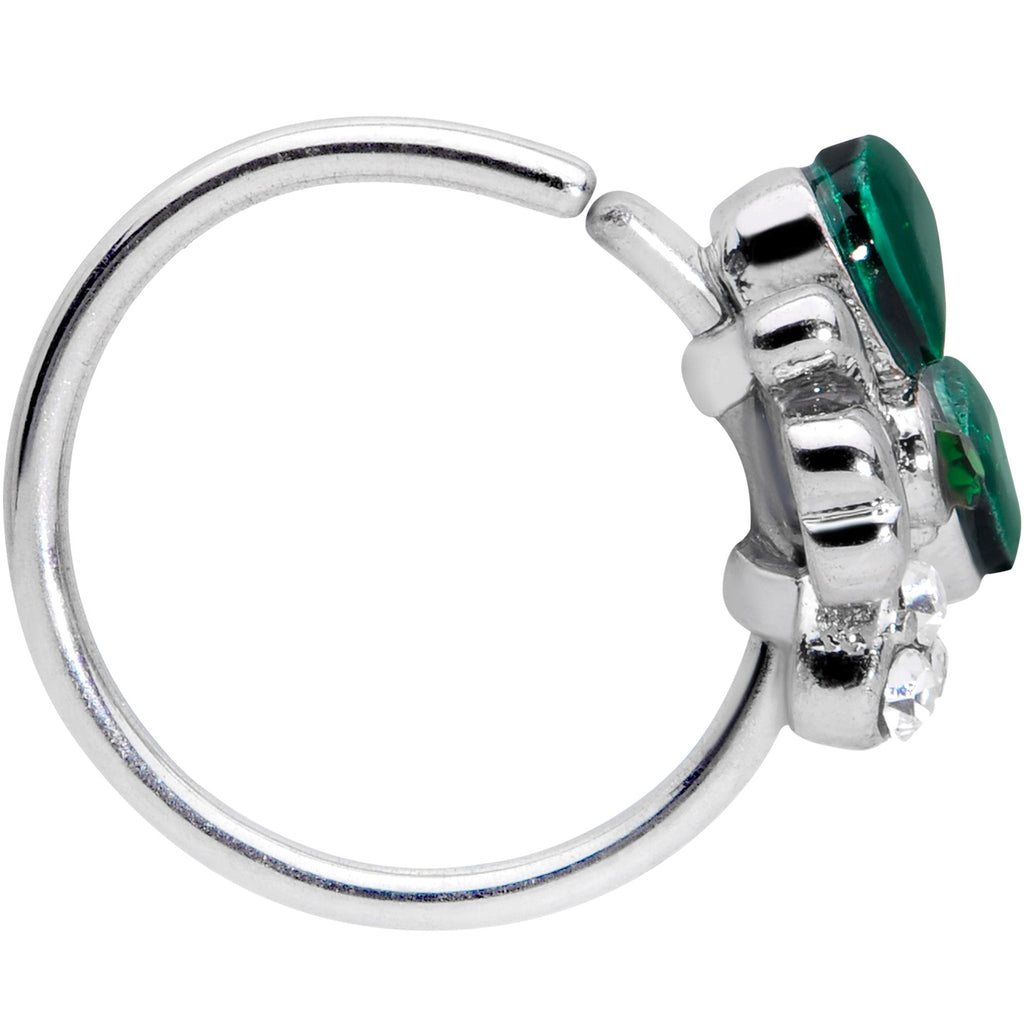 20G 5/16 Clear Green Gem Shamrock St Patricks Day Nose Hoop