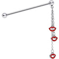 14G Vampire Fangs Halloween Dangle Industrial Barbell 38mm