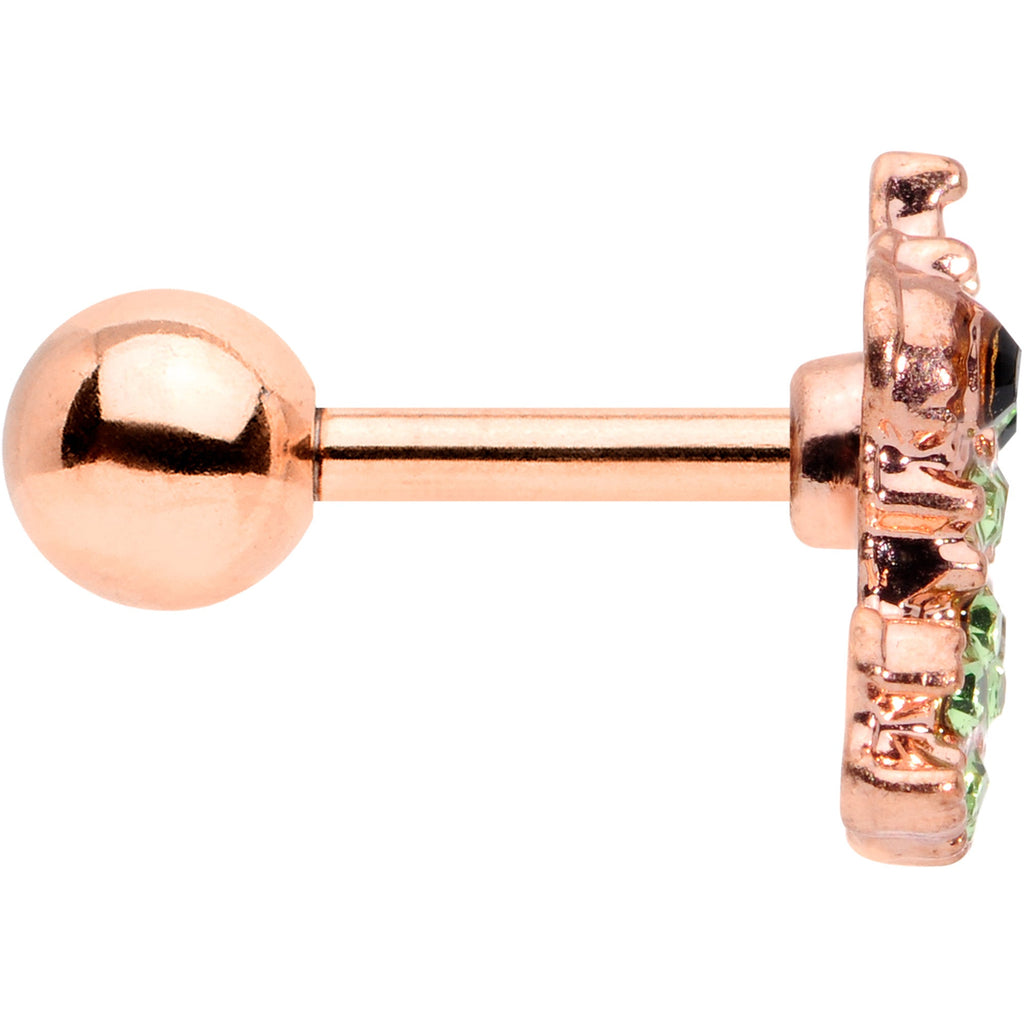 16G 1/4 Green Gem Rose Gold Tone Royal Frog Cartilage Tragus