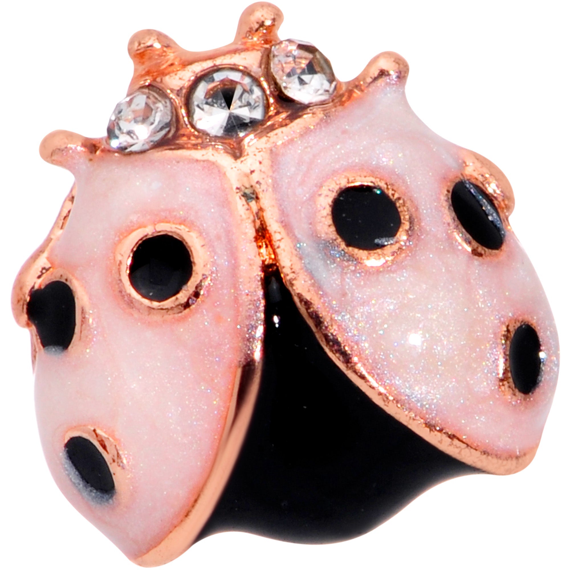 16G 1/4 Clear Gem Rose Gold Tone Lil Ladybug Cartilage Tragus