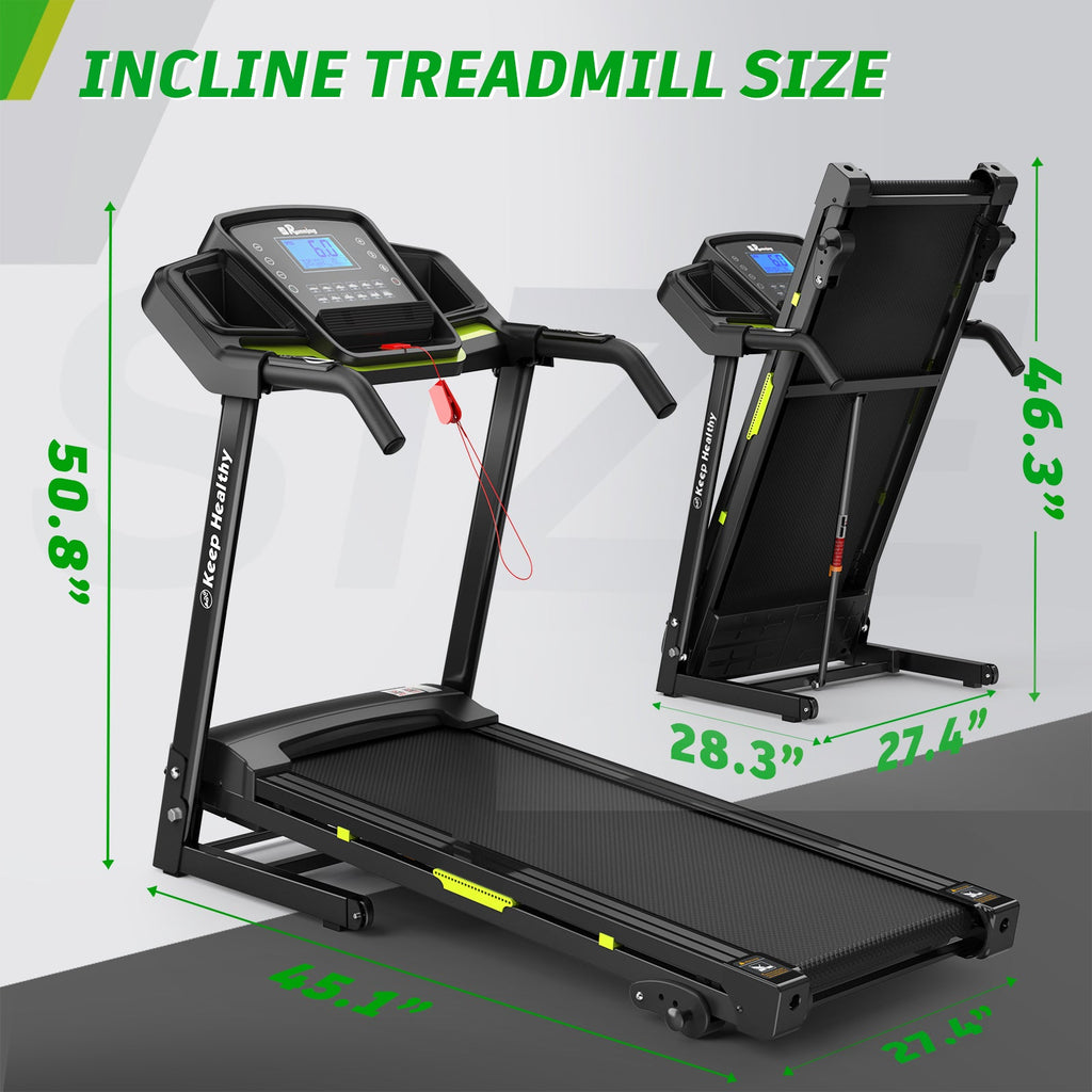 Foldable Treadmill with Incline, Folding Treadmill for Home Electric Treadmill Workout Running Machine, Handrail Controls Speed, Pulse Monitor,APP