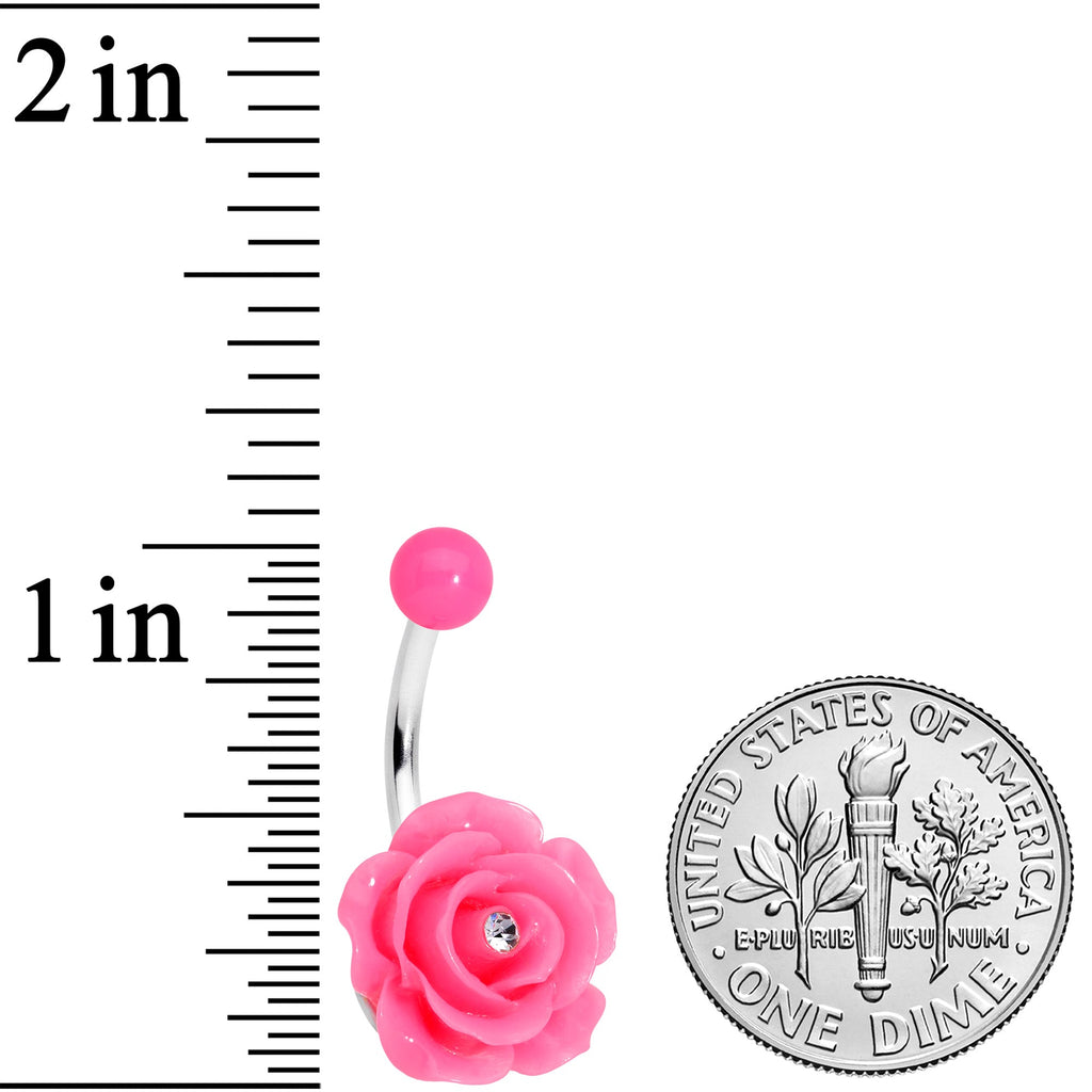 Clear Pink Gem Flower Belly Ring Set of 3
