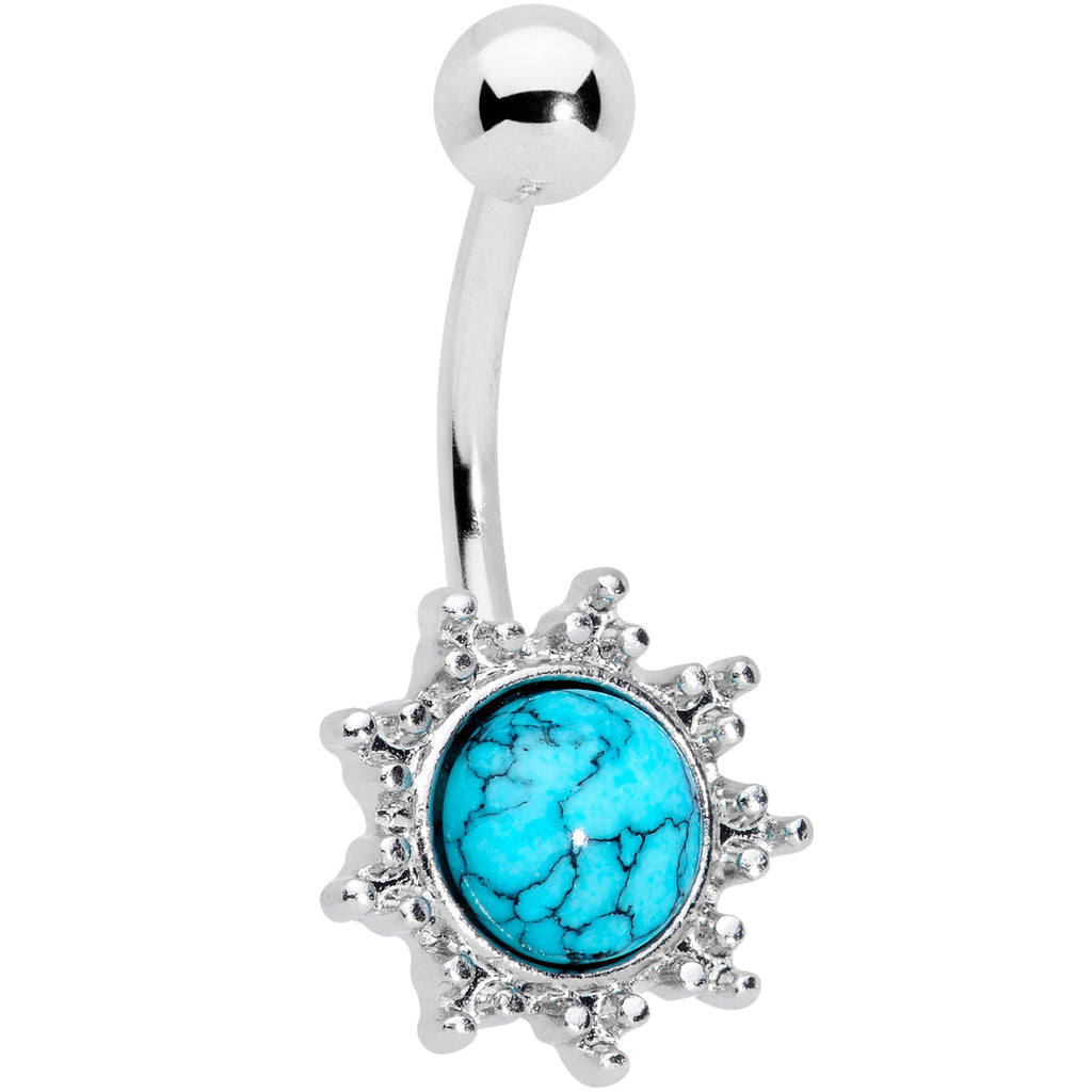 Clear Gem Faux Turquoise UV Glow Belly Ring Set of 4