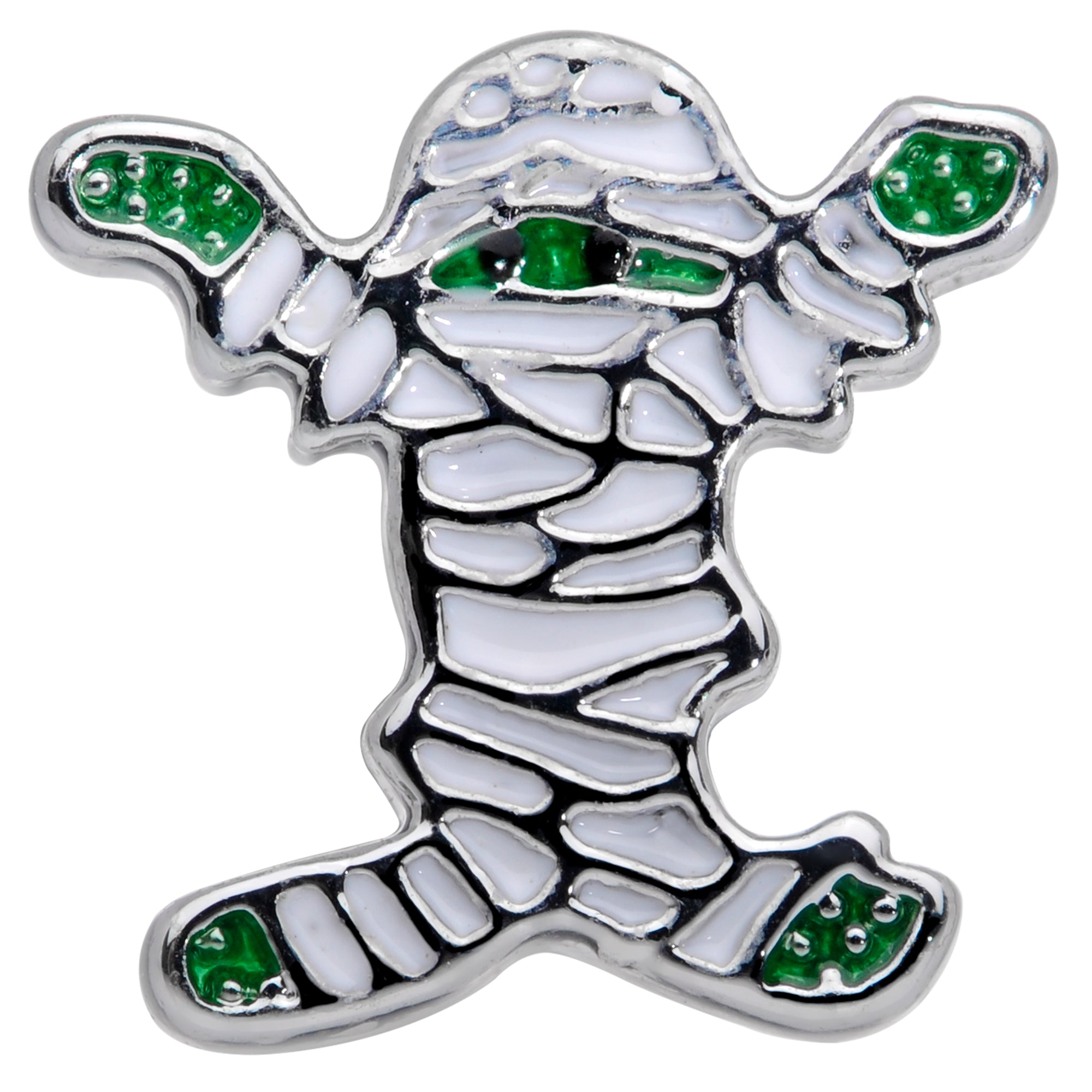 16G 1/4 Green White Mummy Halloween Cartilage Tragus Earring