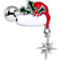16G 1/4 Clear Gem Jolly Santa Hat Christmas Cartilage Tragus