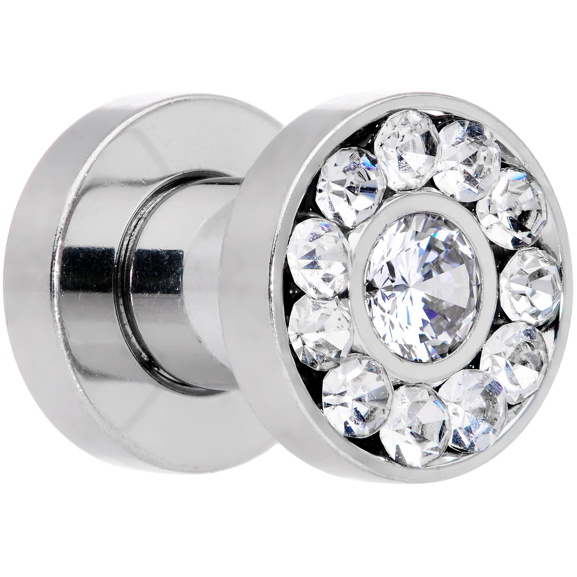 4G Clear Gem Concentric Circles Screw Fit Plug Set