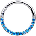 16G 3/8 Aqua Gem Paved Elegance Hinged Segment Ring