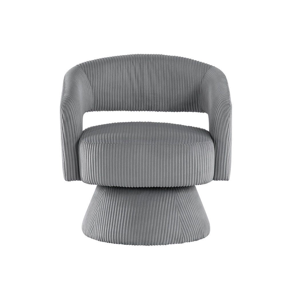 Modern Luxurious Swivel Accent Chair Dark Gray Soft Corduroy Upholstery Plush Seating Solid Wood Stylish Home Furniture 1pc