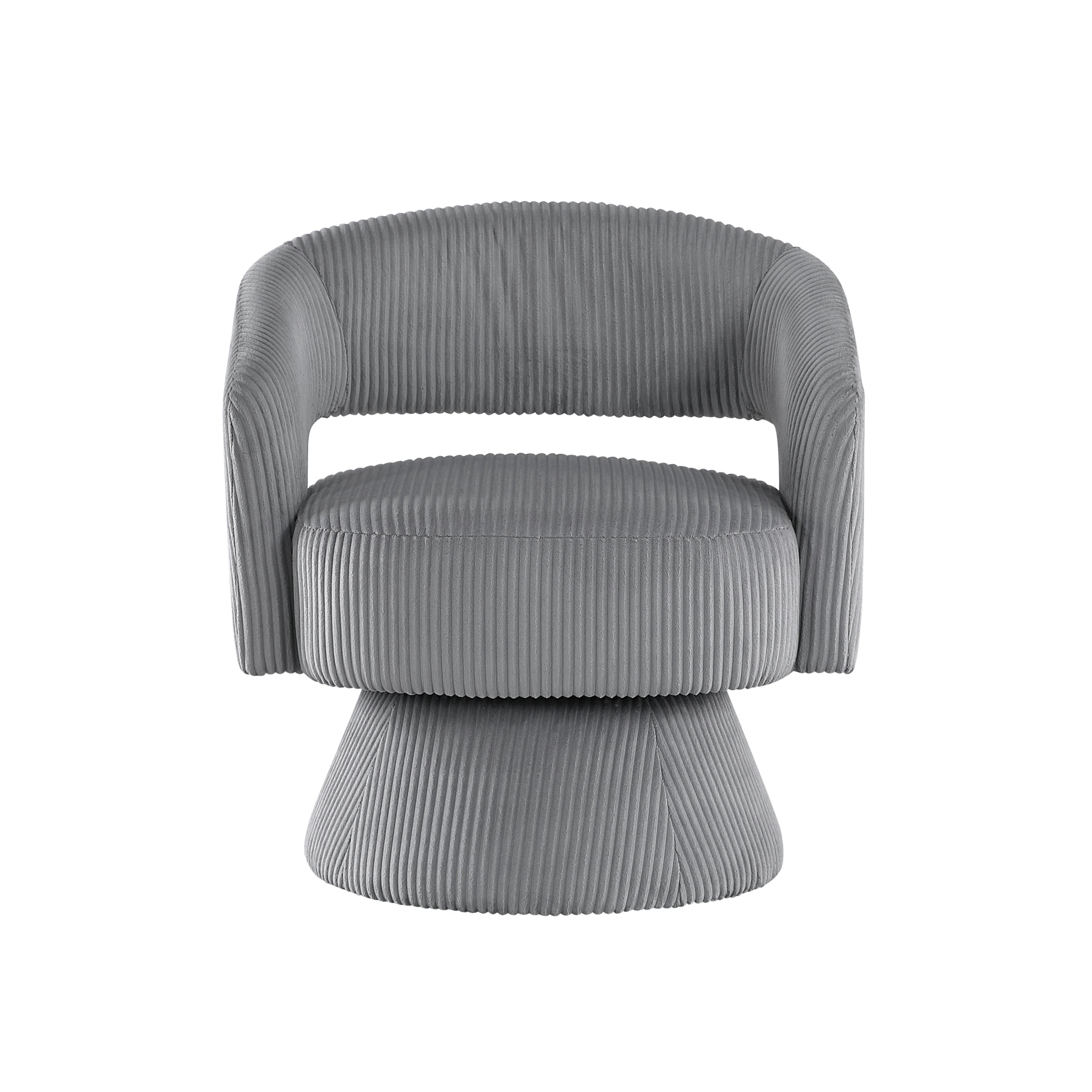Modern Luxurious Swivel Accent Chair Dark Gray Soft Corduroy Upholstery Plush Seating Solid Wood Stylish Home Furniture 1pc