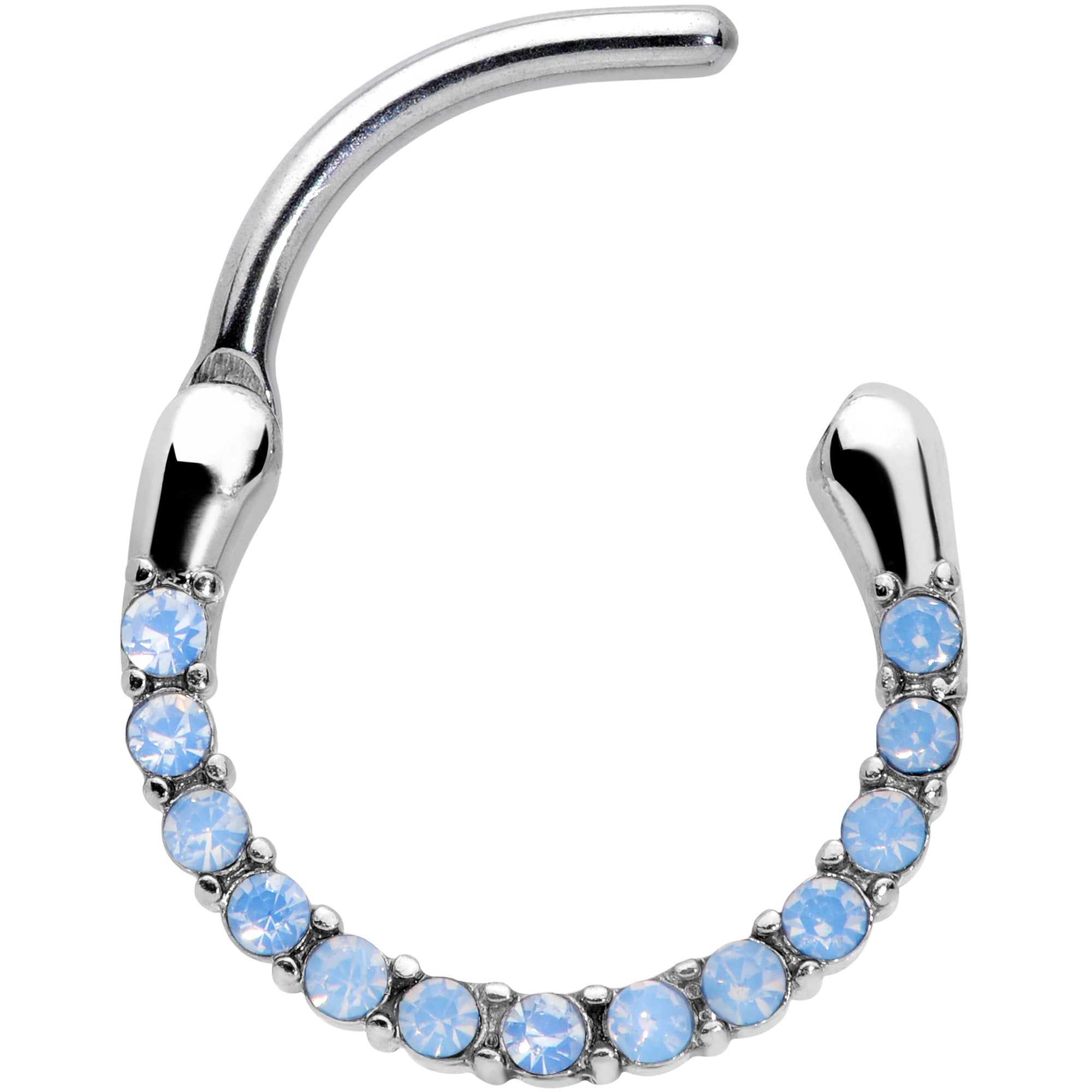 16G 3/8 Light Blue Gem Paved Cartilage Clicker