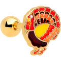 16G 1/4 Gold Tone Turkey Thanksgiving Cartilage Tragus Earring