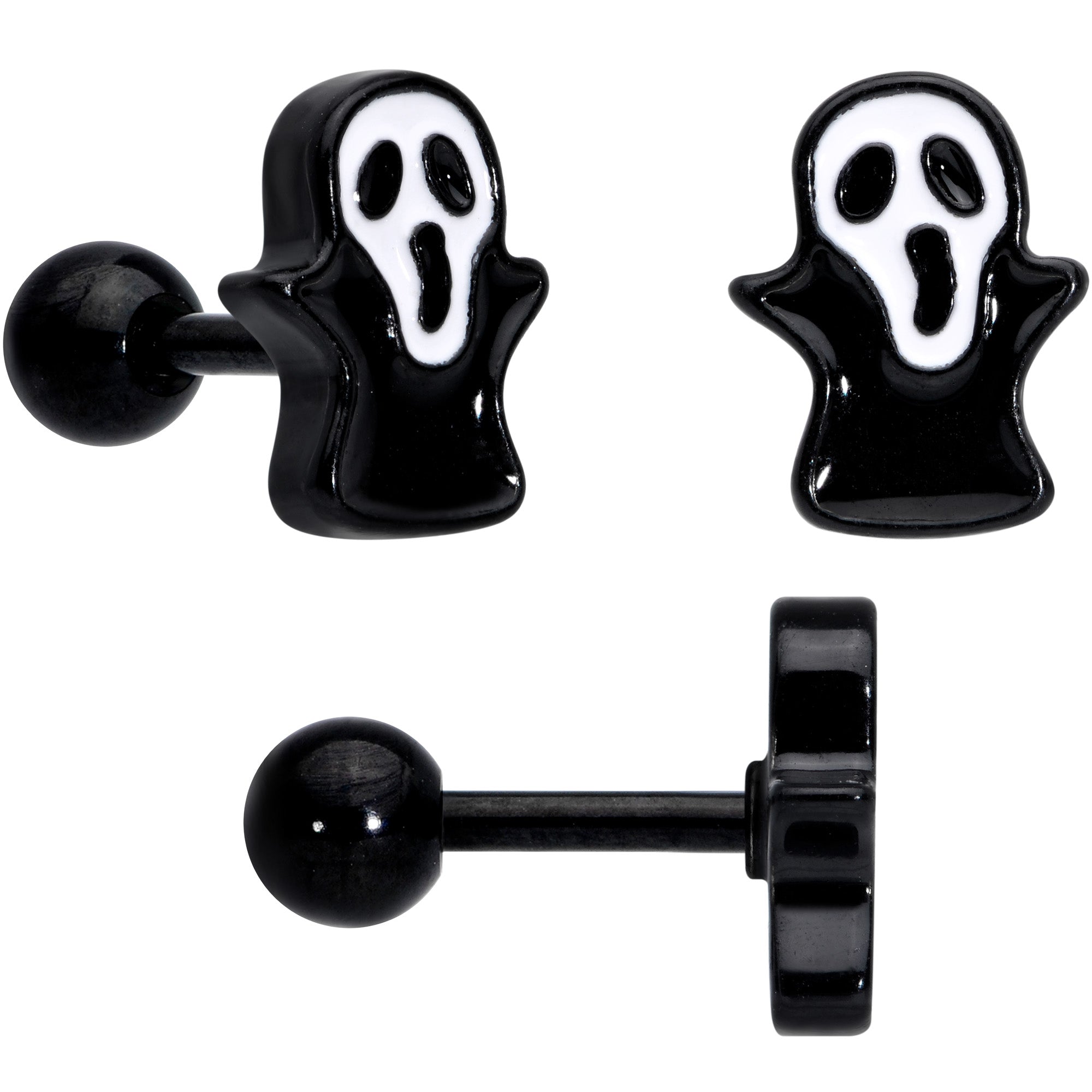 16G 20G Black Halloween Cartilage Labret Nose Ring Set of 3