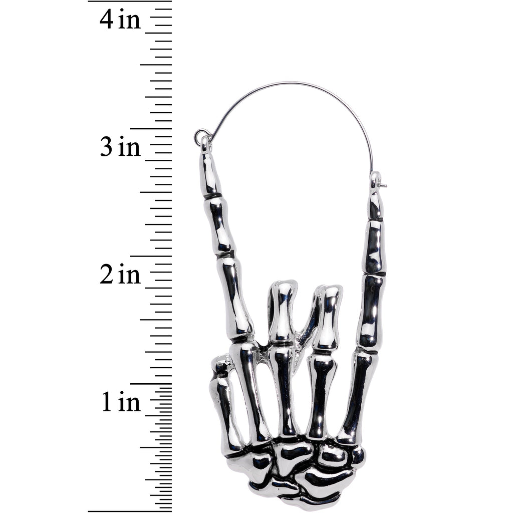 Skeleton Hands Devil Horn Tunnel Plug Earrings