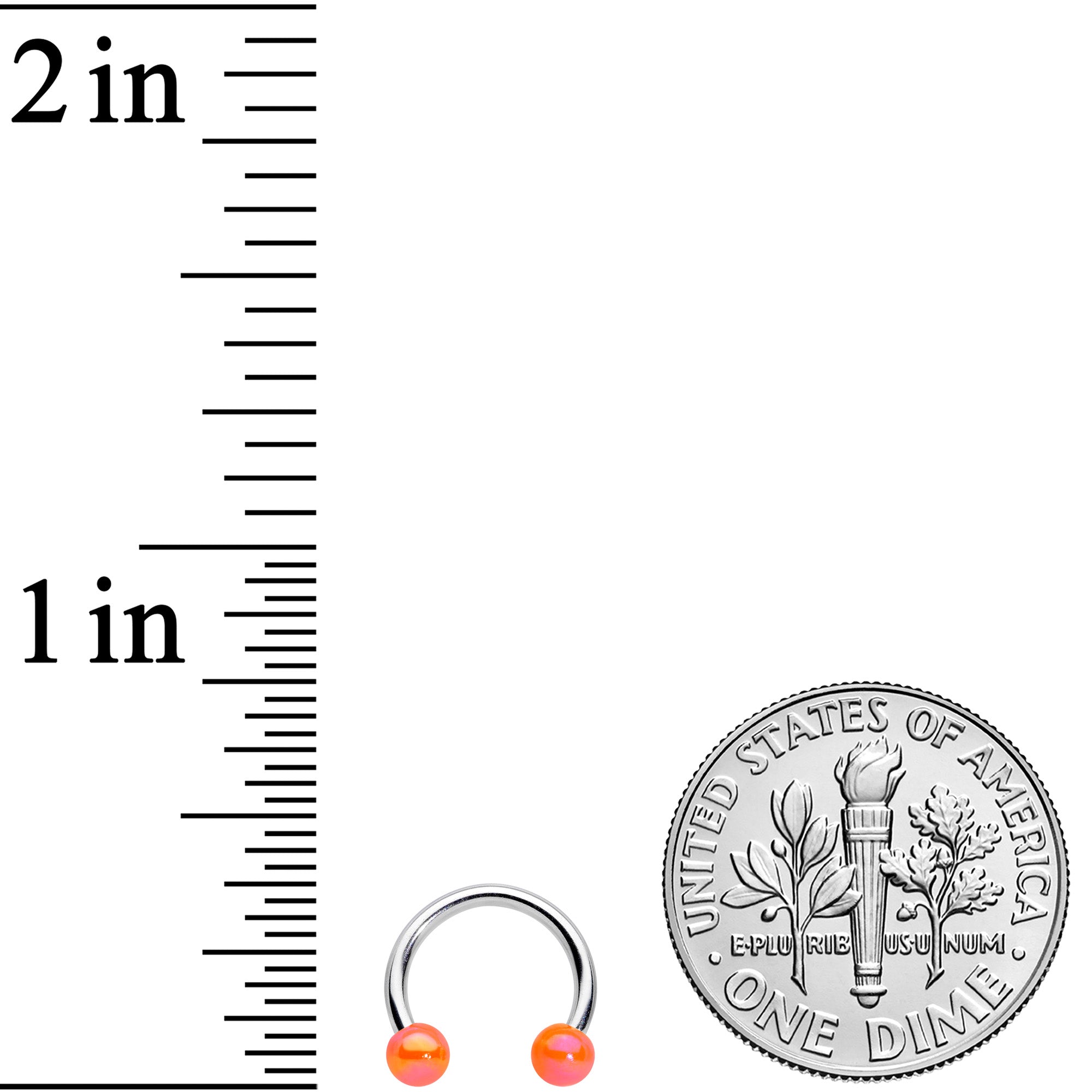 16G 5/16 Orange Ball Ends Horseshoe Circular Barbell