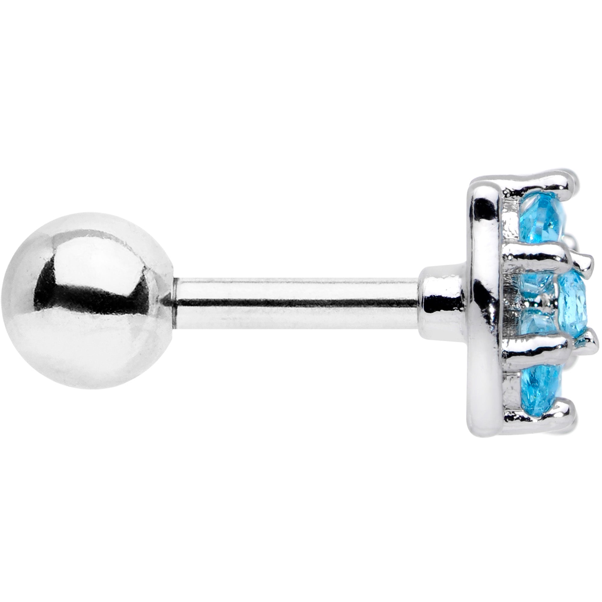 16G 1/4 Aqua CZ Gem Beauty Bow Cartilage Tragus Earring